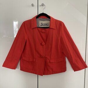 Herno Italy Salmon Pink Orange Cropped Jacket Coat 44